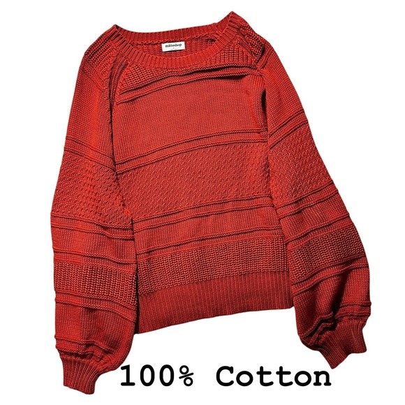 mittoshop Sweaters - Mittoshop Pullover Sweater Womens Large Red Rust Chunky Knit 100% Cotton C20847